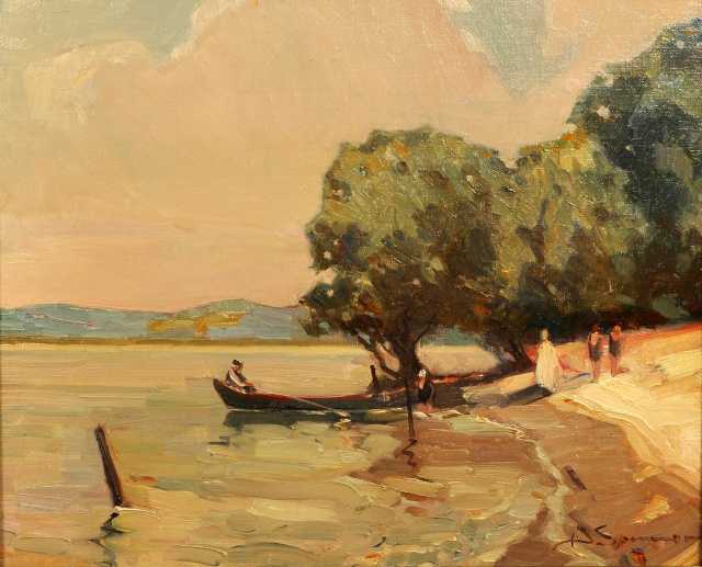Alice Sommer (1898-1982): "Ein Sommertag am See" (um 1926, Ölfarben).