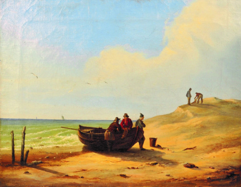 Caspar David Friedrich (1774-1840): „Fischer auf Rügen" (1801/1802), Ölfarben/ Lwd., 27,5 cm 35,5 cm